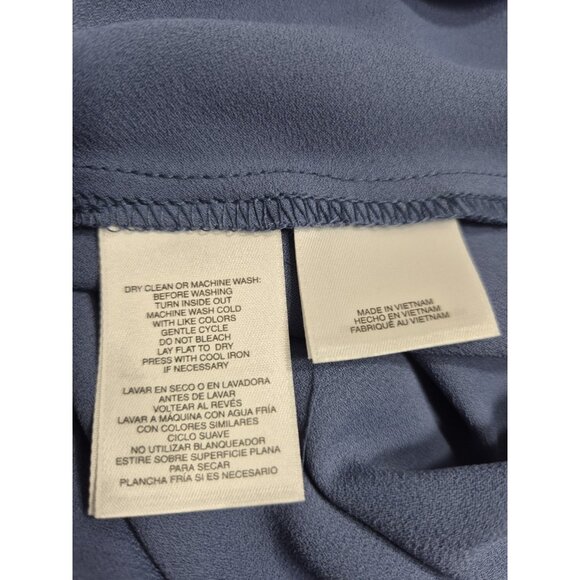 Kasper Women's Blouse Top Size XL Petite Sleeveless Tie-Neck Blue Heron (58) - Picture 9 of 10